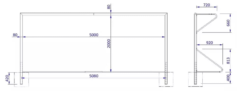 Football goal aluminium - 5m x 2m