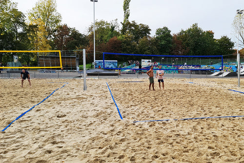 Beach volleyball court boundaries with 4 sand fasteners - 16m x 8m