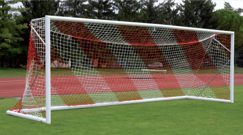 Football net white/red - 7.5m x 2.5m x 0.8m x 2m