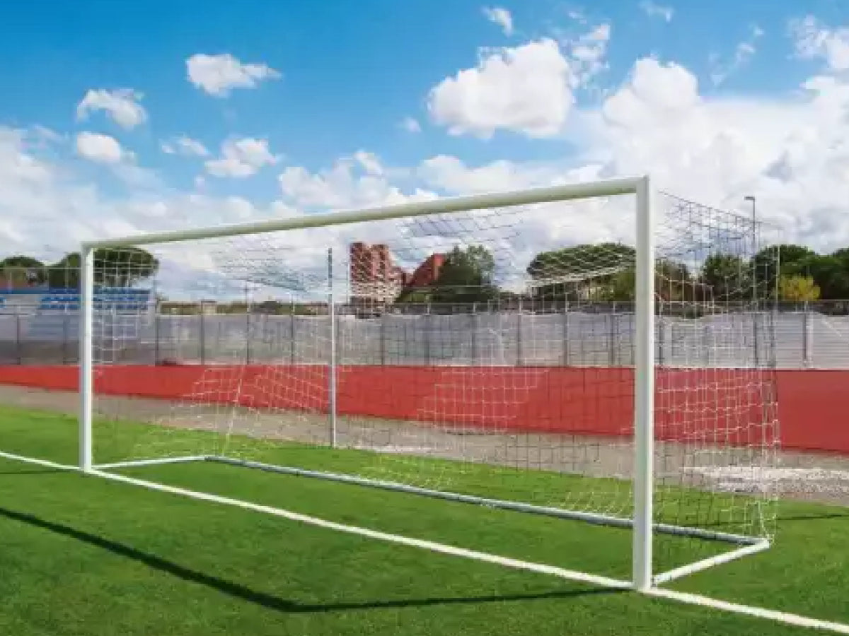 Full-Size Socketed Aluminium Football Goal - 7.32m x 2.44m