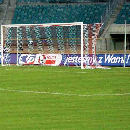 Football goal aluminium - 7.32m x 2.44m with net and lifting system