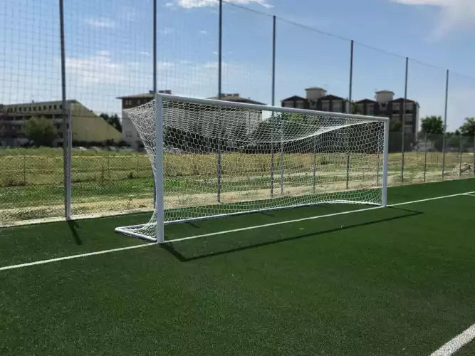Full-Size Socketed Aluminium Football Goal - 7.32m x 2.44m
