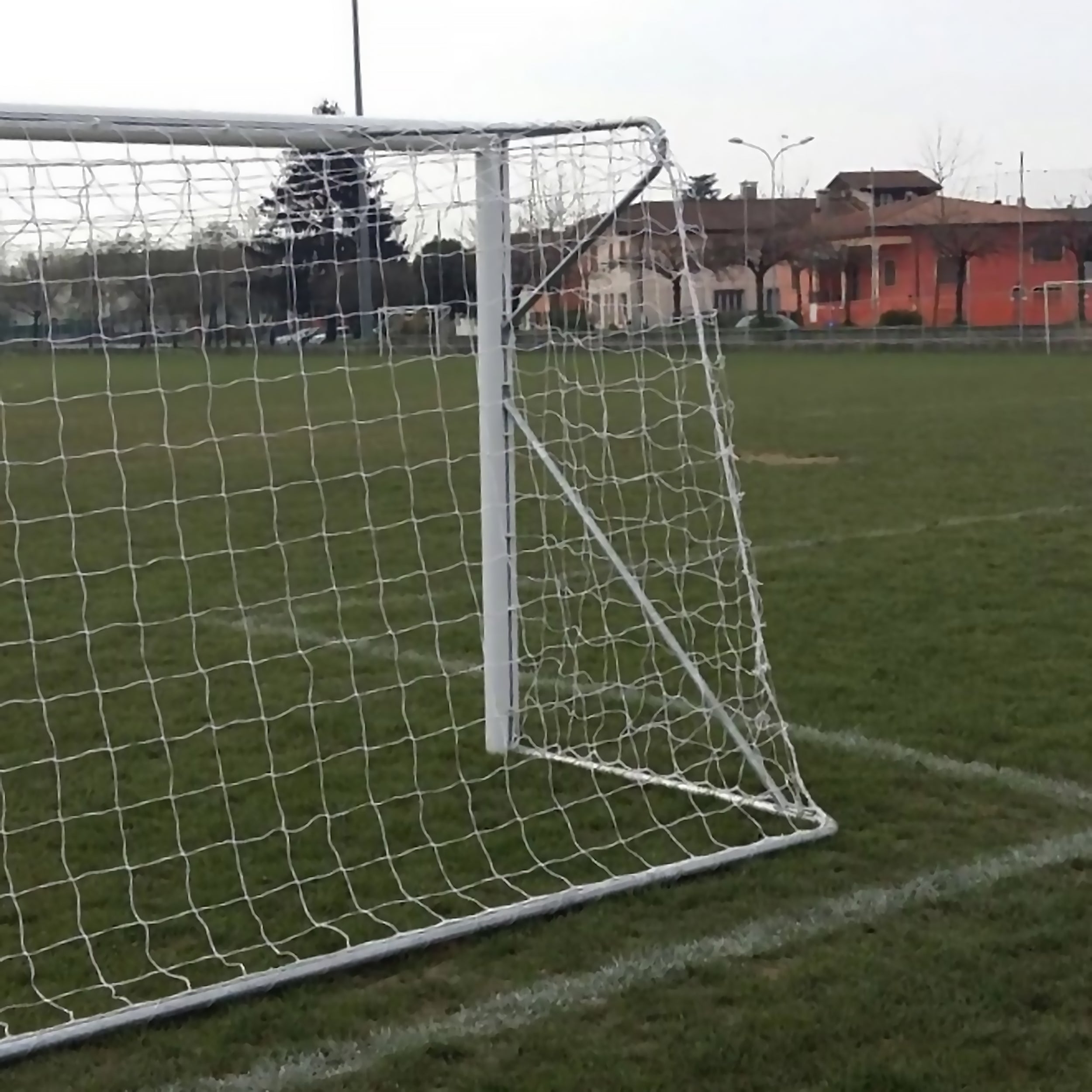 Transportable 8-a-side football goal aluminium with net - 6m x 2.1m - 80mm Powershot