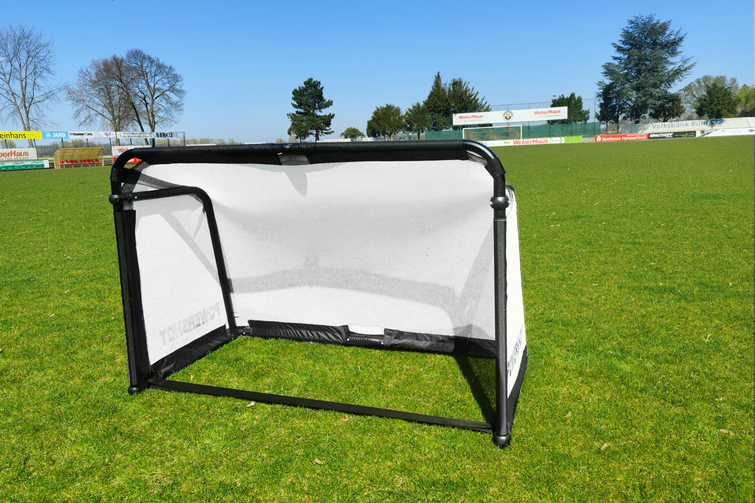White folding football goal - 1.5m x 1m