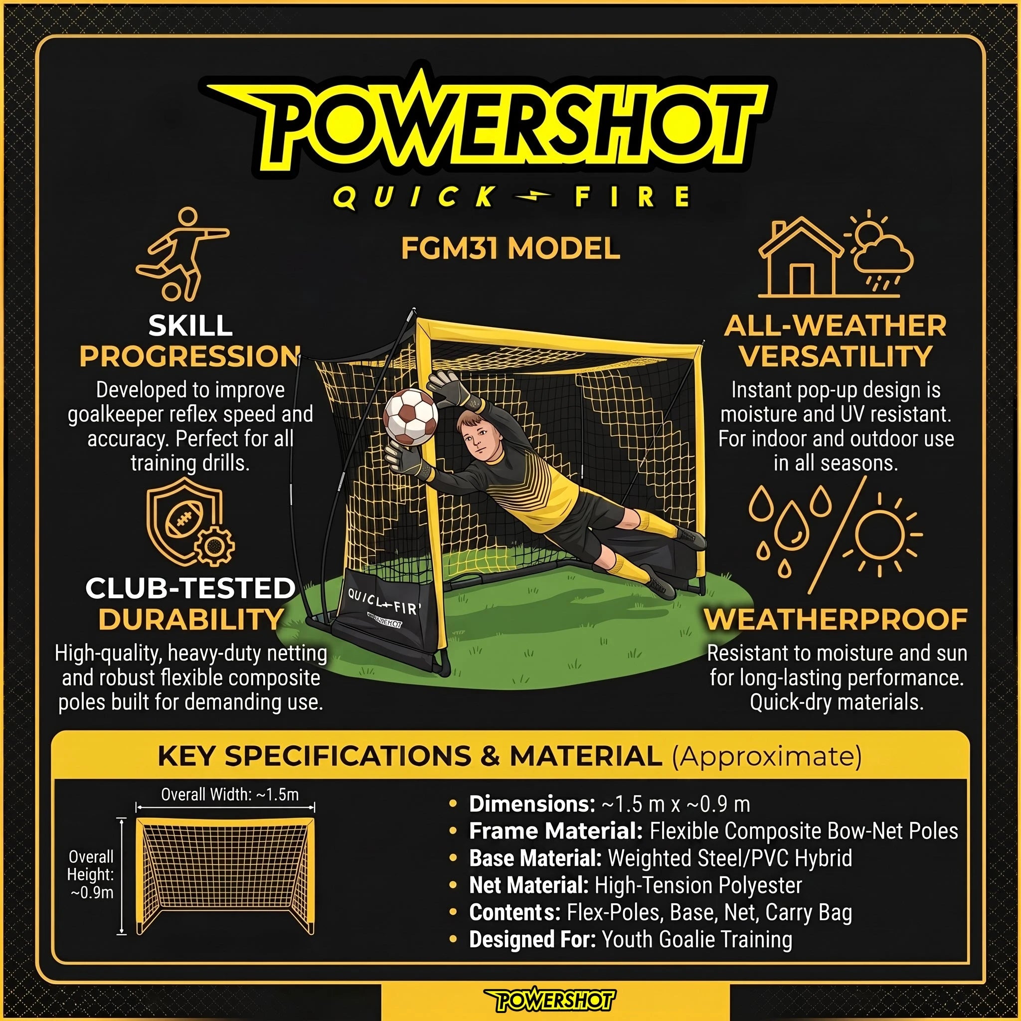 QuickFire® Self-weighted goal - 1.5m x 0.9m