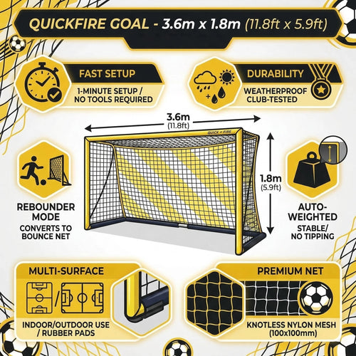 QuickFire® Self-weighted goal - 3.6m x 1.8m Powershot
