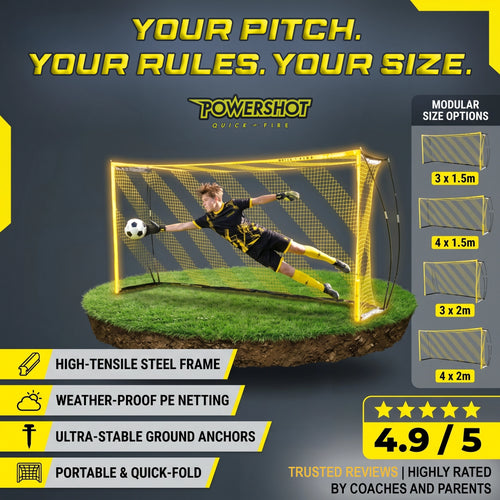 QuickFire® football goal – 3 or 4m x 1.5 or 2m - Multisize