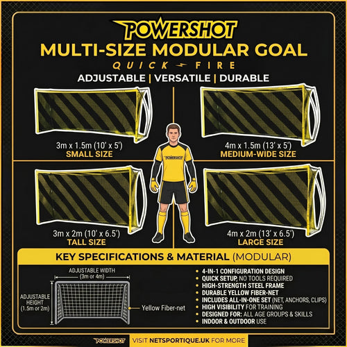 QuickFire® football goal – 3 or 4m x 1.5 or 2m - Multisize