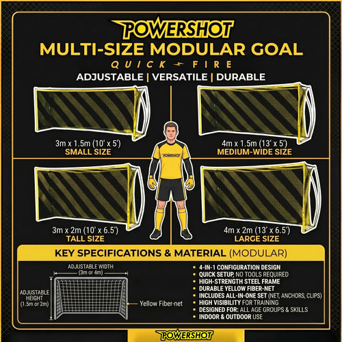 QuickFire® football goal – 3 or 4m x 1.5 or 2m - Multisize
