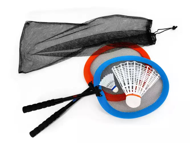 Beach badminton set with 63cm rackets and carry bag