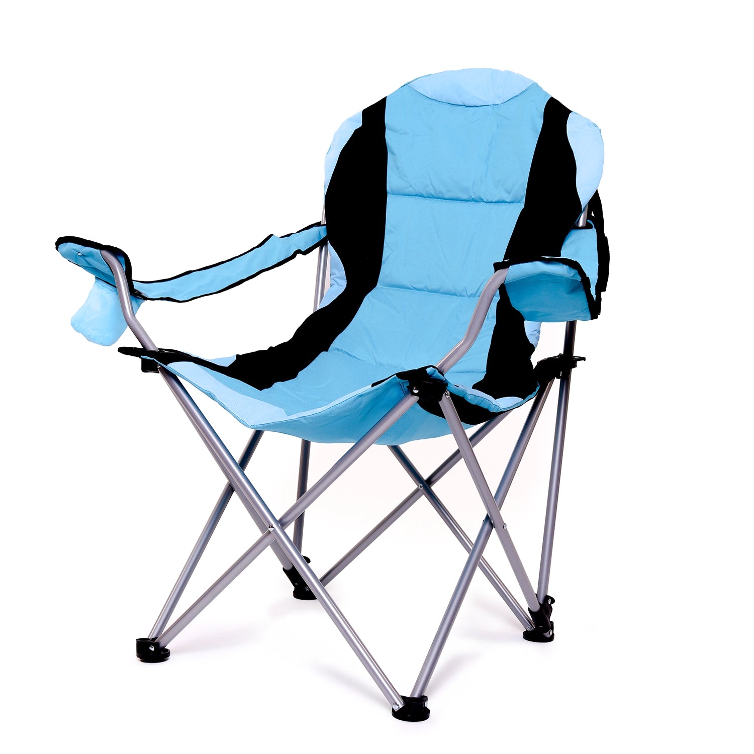Padded camping chair with cup holder and carry bag