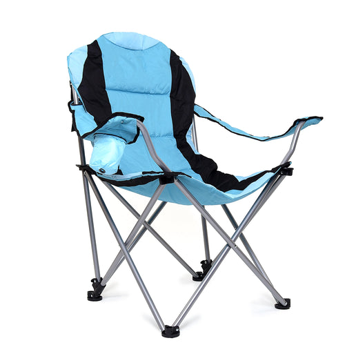 Gepolsterter Campingstuhl mit Getränkehalter und Tragetasche