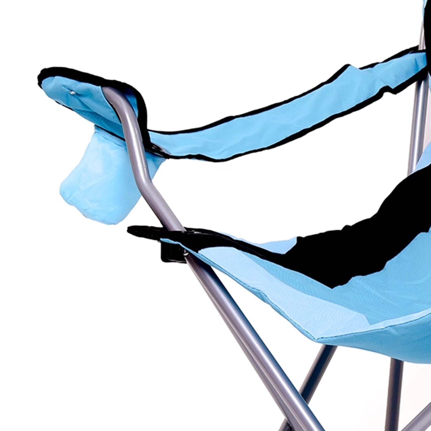 Padded camping chair with cup holder and carry bag