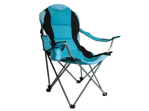 Padded camping chair with cup holder and carry bag