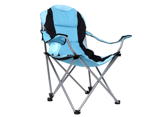 Gepolsterter Campingstuhl mit Getränkehalter und Tragetasche