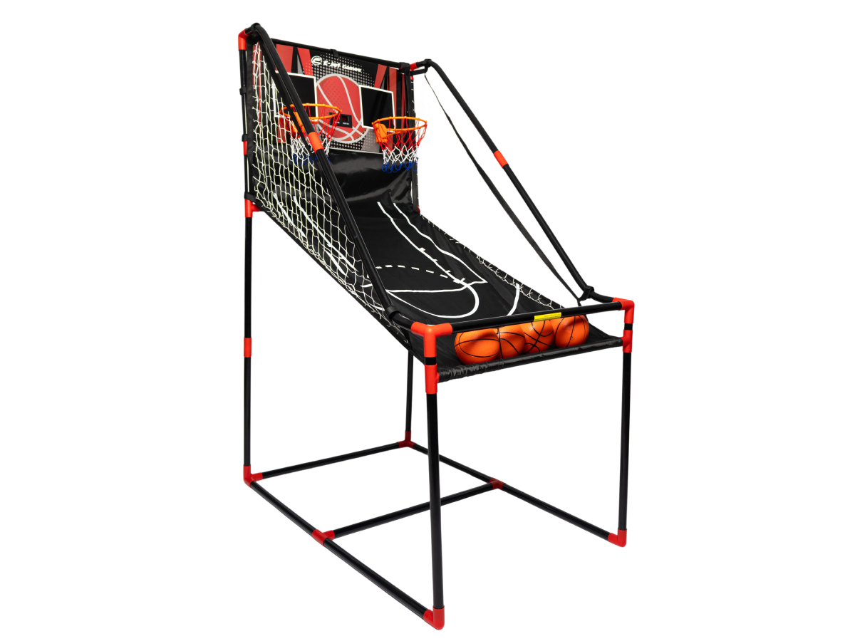 Double electronic basketball arcade game with 4 balls