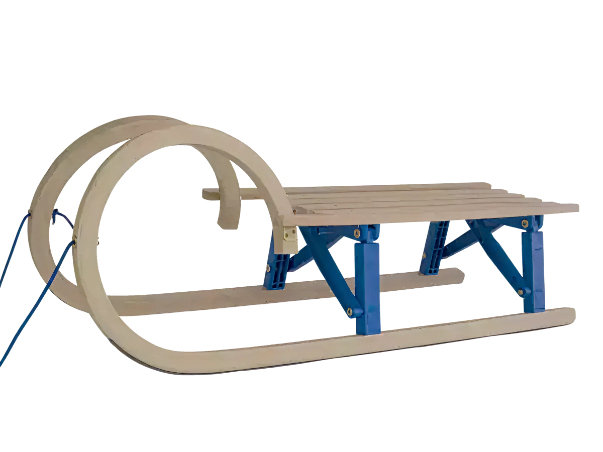 Foldable wooden snail sled with seat - 1.0m