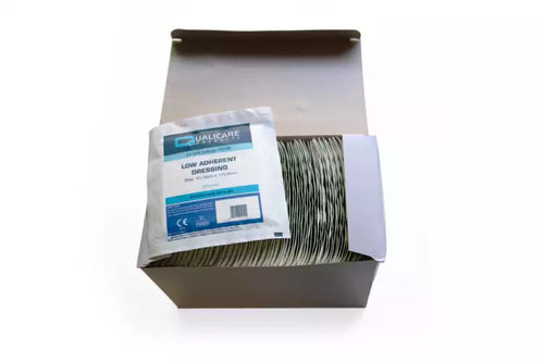 100 Low-Adhesion Sterile Dressings - 10cm x 10cm
