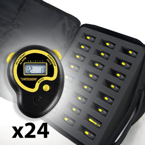 Set of 24 stopwatches with carrying bag