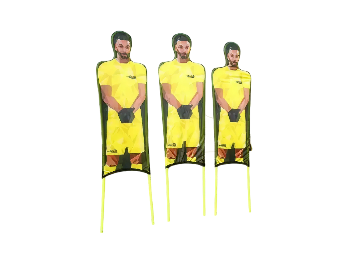 Set mit 3 flexiblen Schaufensterpuppen aus bedrucktem Polyester, 180 cm – Gelb