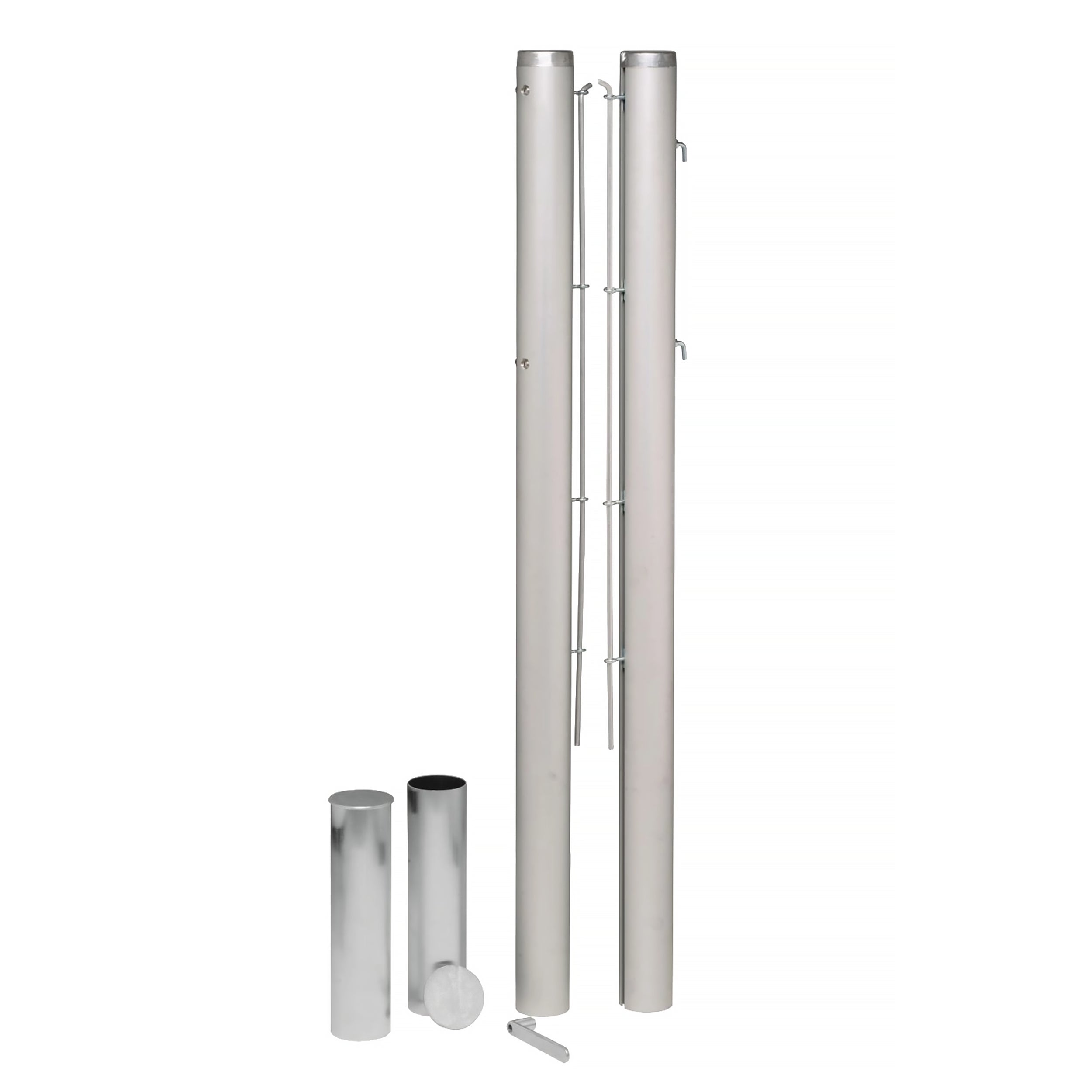 Pair of aluminium round tennis posts - 80mm x 80mm