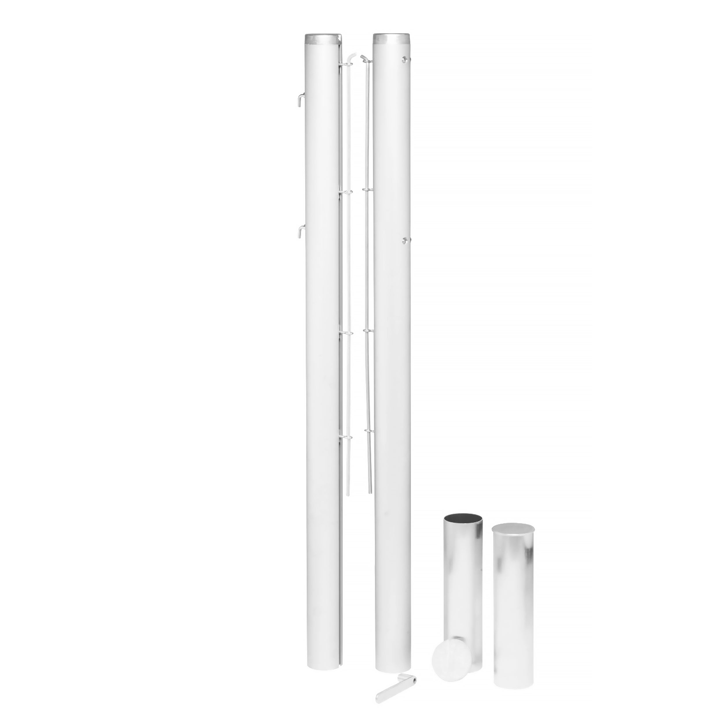 Pair of aluminium round tennis posts - 80mm x 80mm
