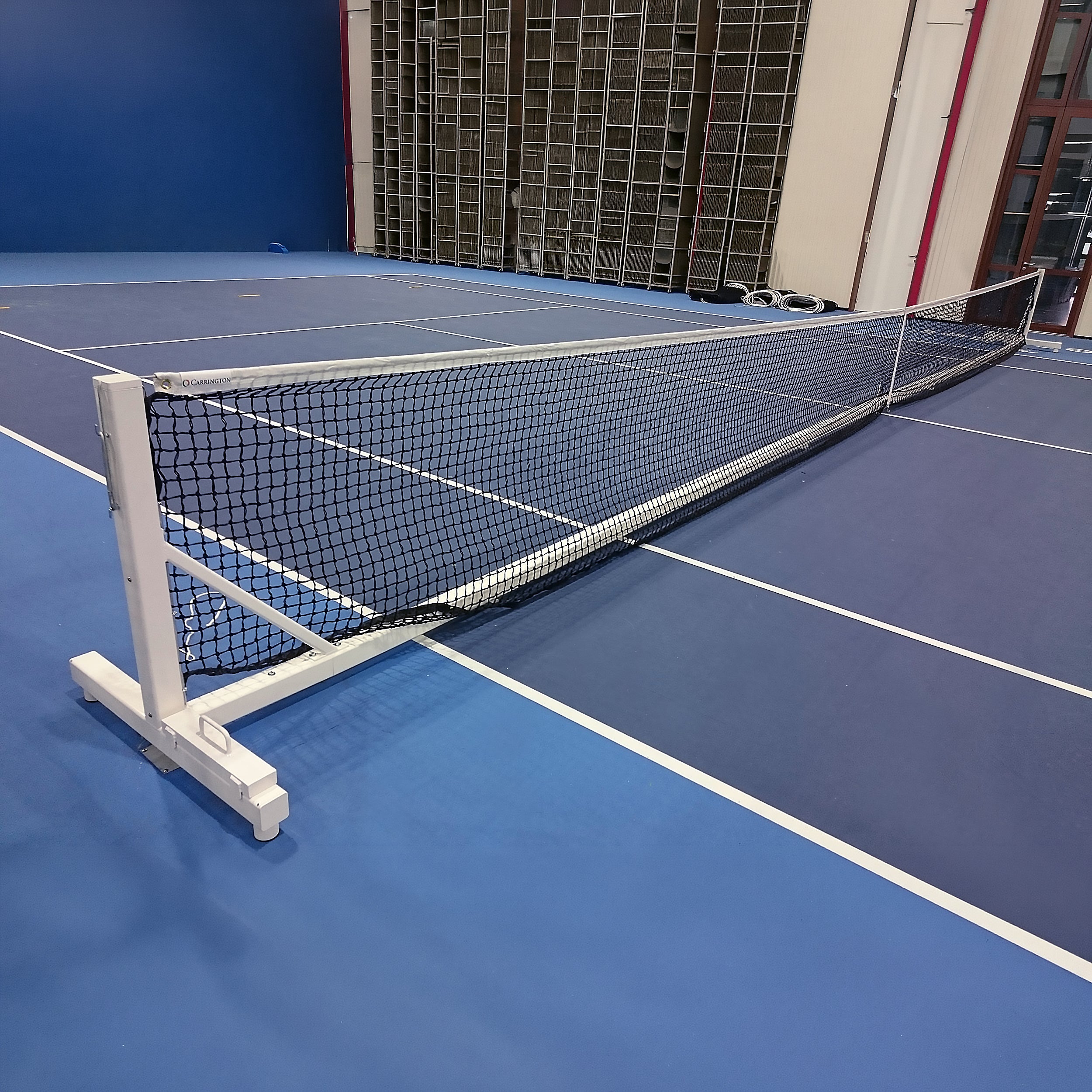 Transportable galvanized steel tennis posts - 80 mm x 80 mm