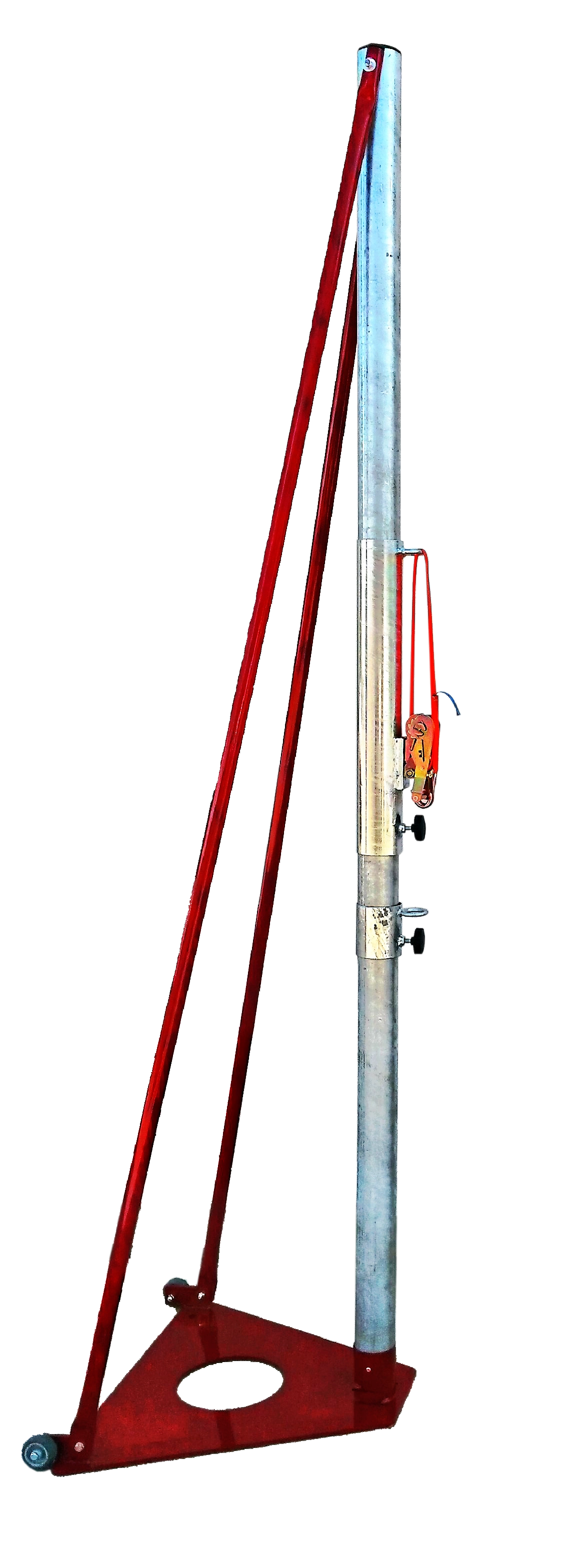 Professional transportable steel volleyball posts with transport wheels