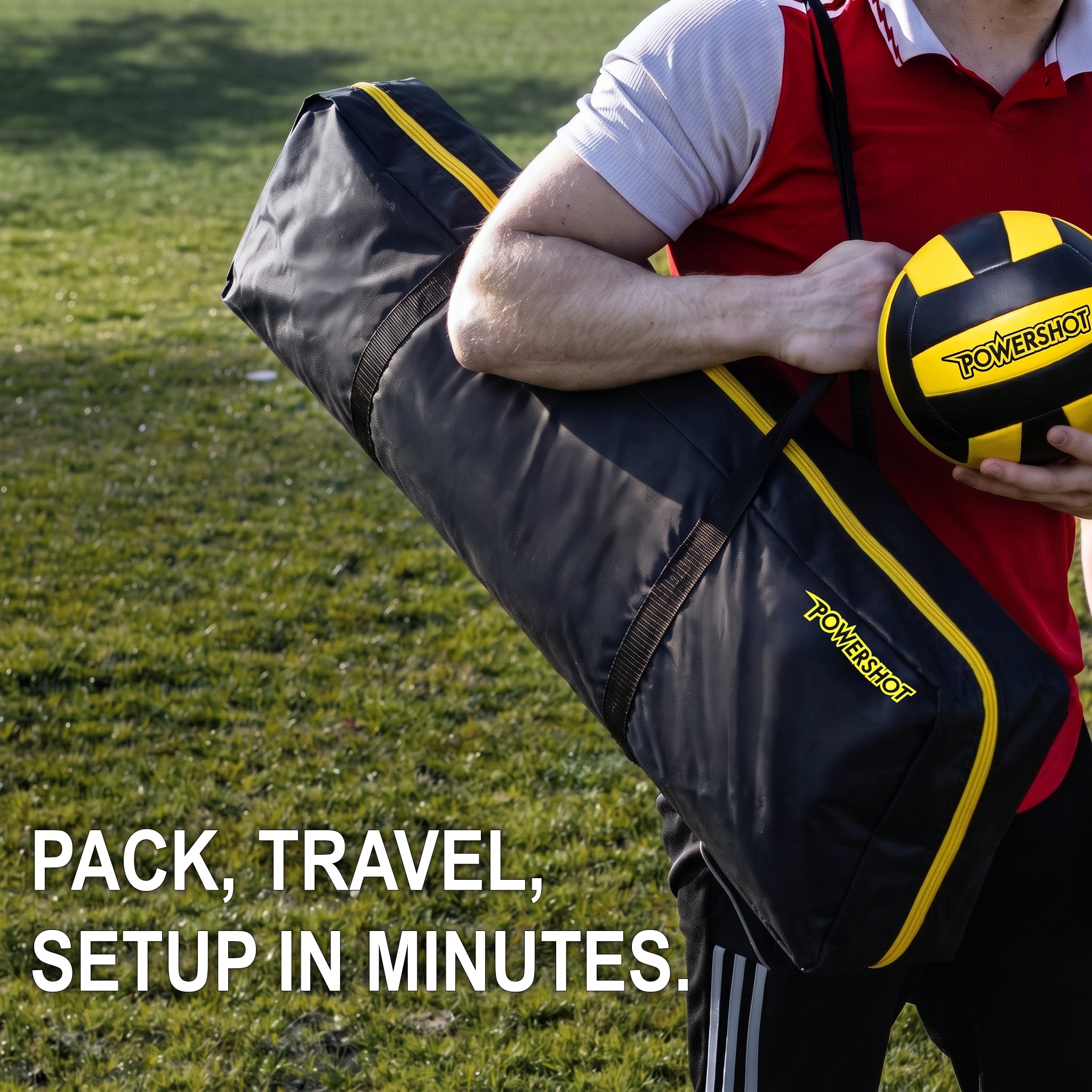 Volleyball set 9.14m with posts, bag, net, ball and pump