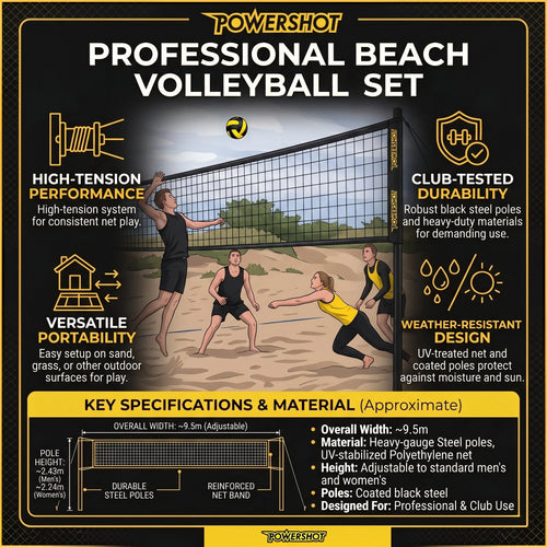 Volleyball set 9.14m with posts, bag, net, ball and pump