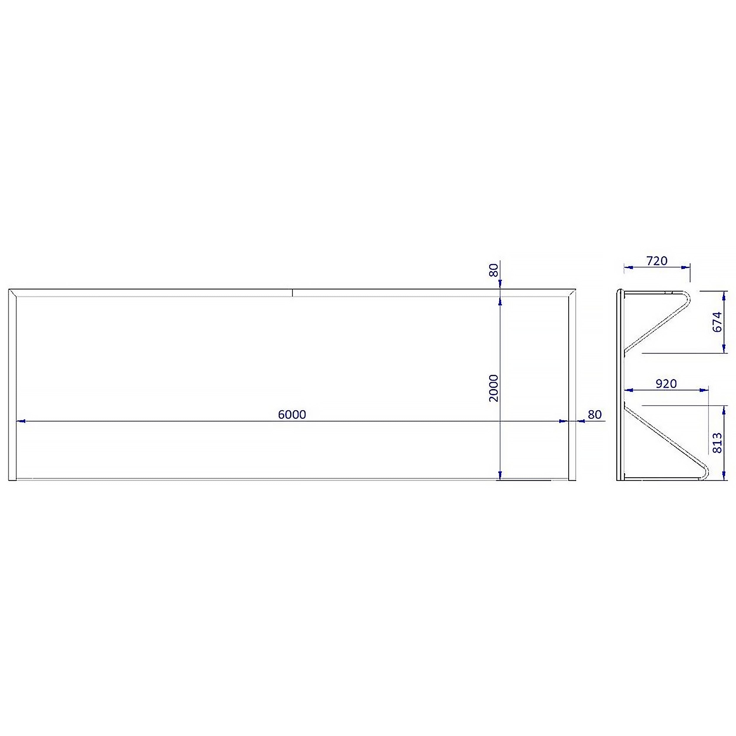 Transportable 8-a-side football goal aluminium with net - 6m x 2.1m - 80mm Powershot
