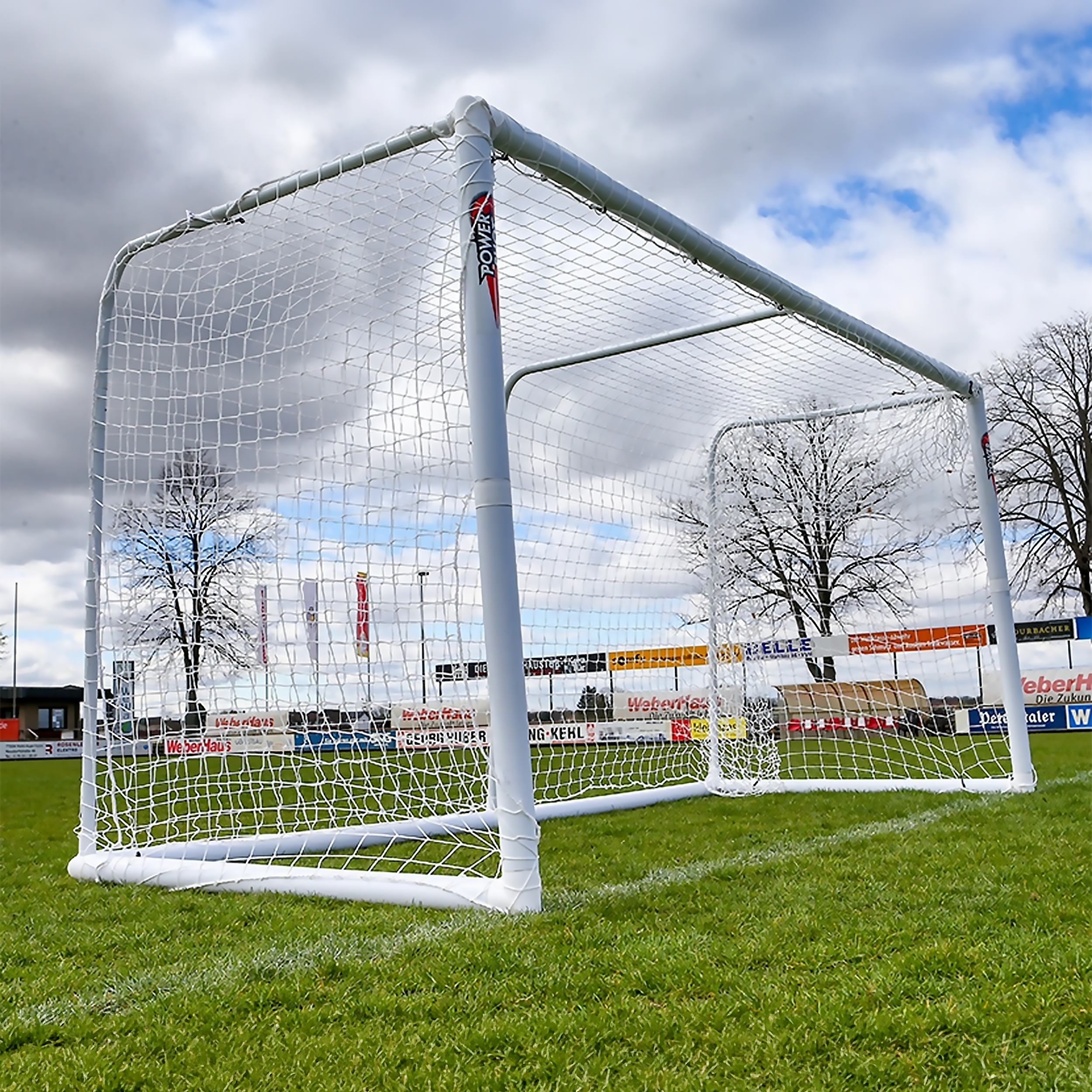 STADIUM Modular football goal - 4m x 1.5m and 3m x 1.5m - uPVC - White Powershot
