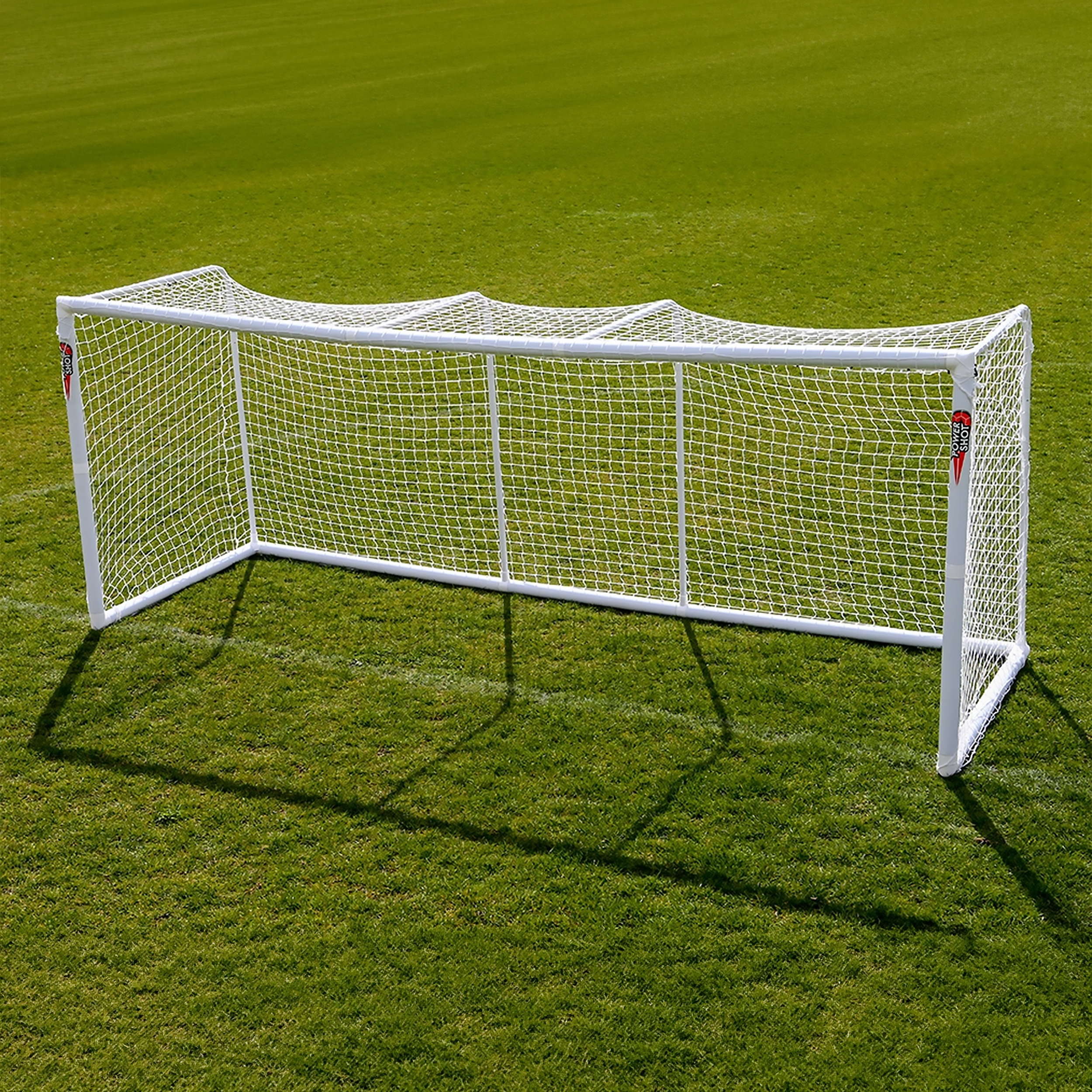 STADIUM Modular football goal - 4m x 1.5m and 3m x 1.5m - uPVC - White Powershot
