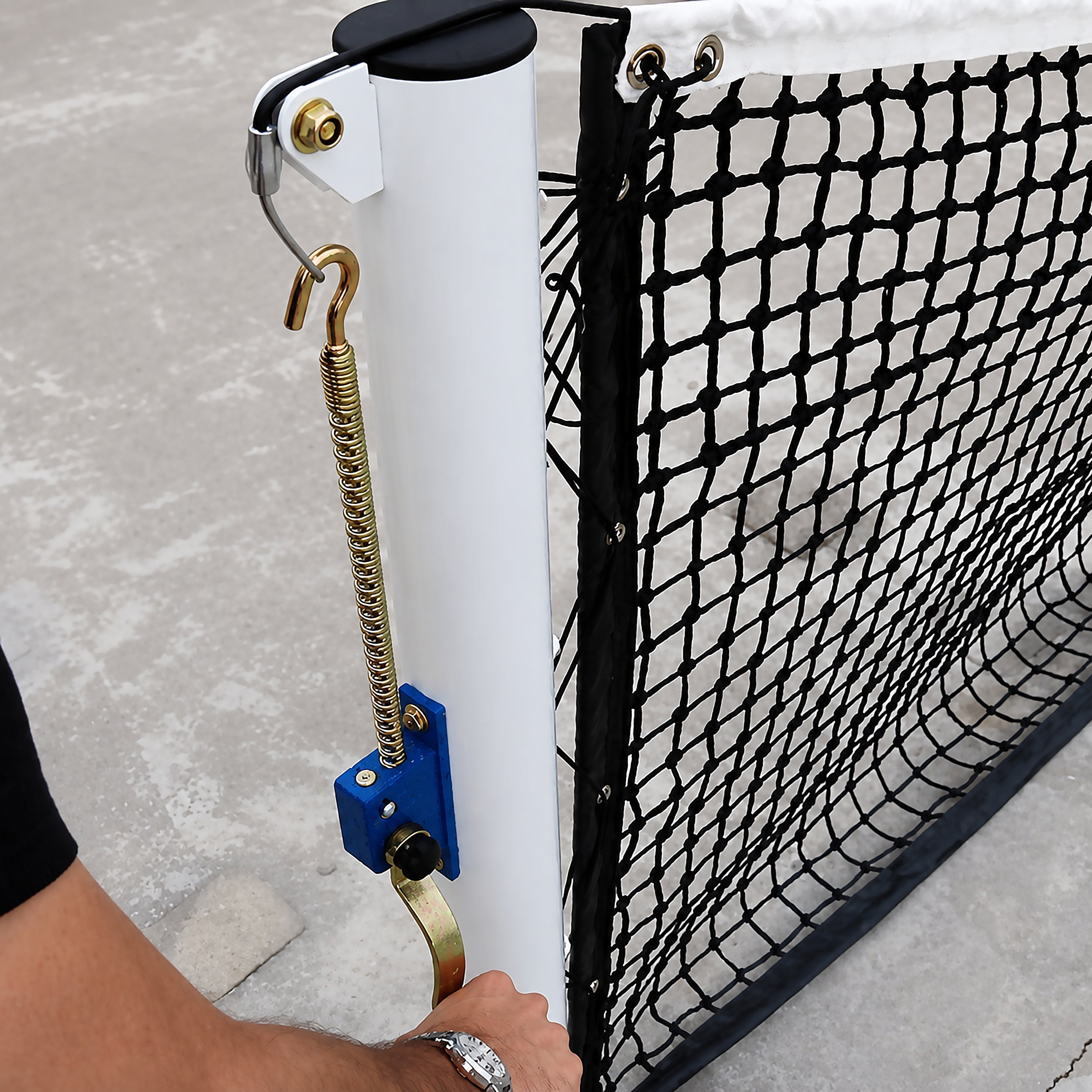 Transportable galvanized steel tennis posts - 80 mm x 80 mm