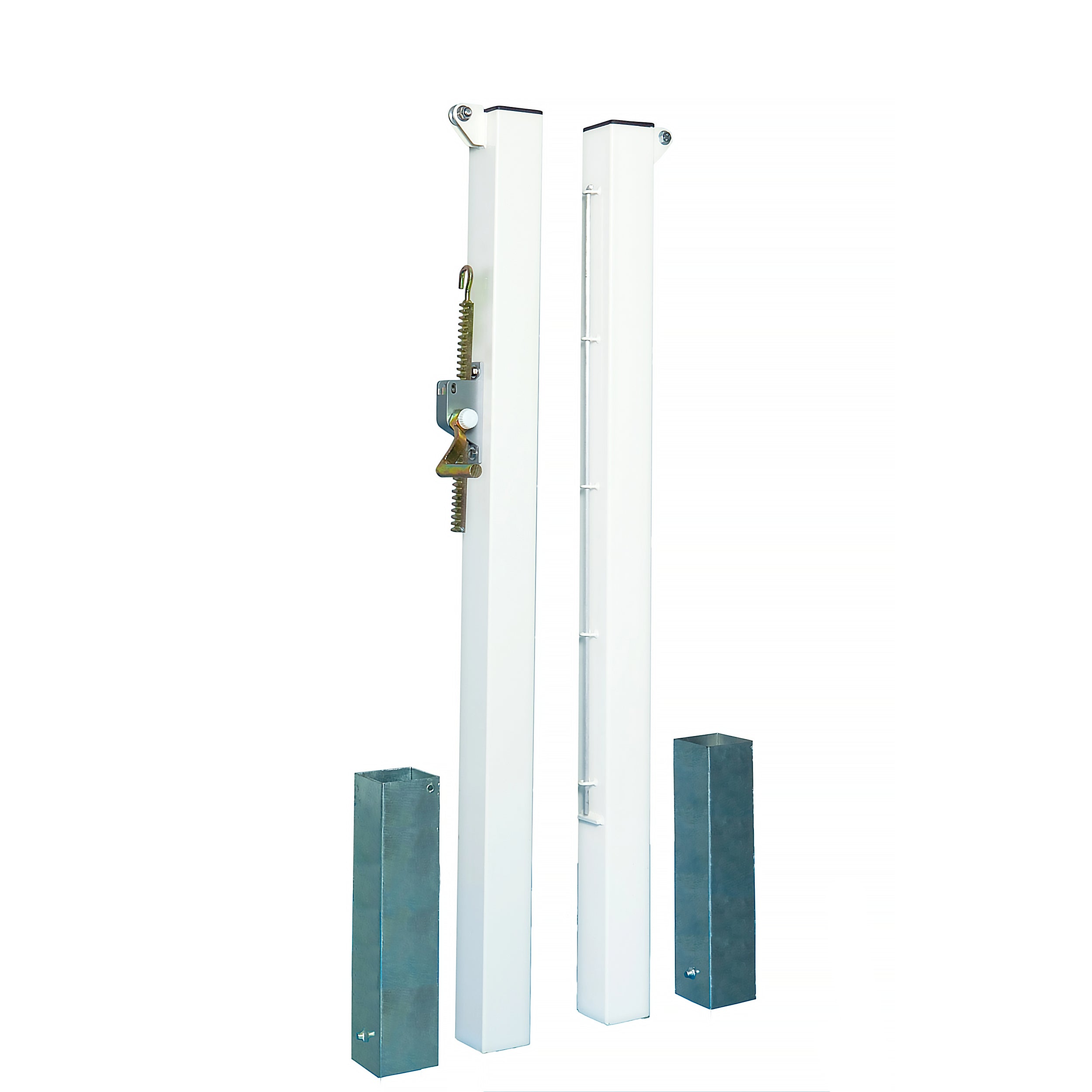 Pair of square tennis posts with steel sheaths - 80mm x 80mm