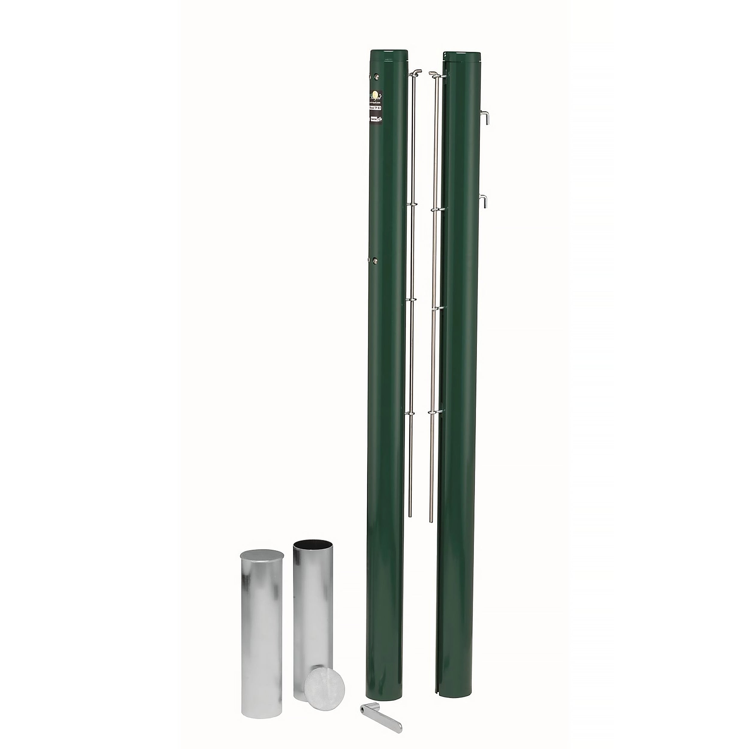 Pair of aluminium round tennis posts - 80mm x 80mm