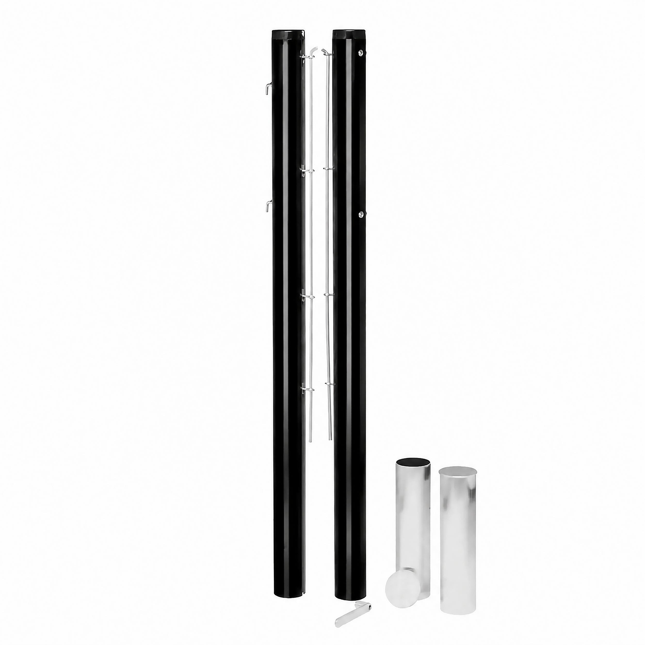 Pair of aluminium round tennis posts - 80mm x 80mm