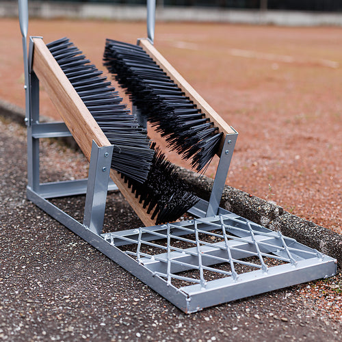 Shoe brush for sports fields with support handle