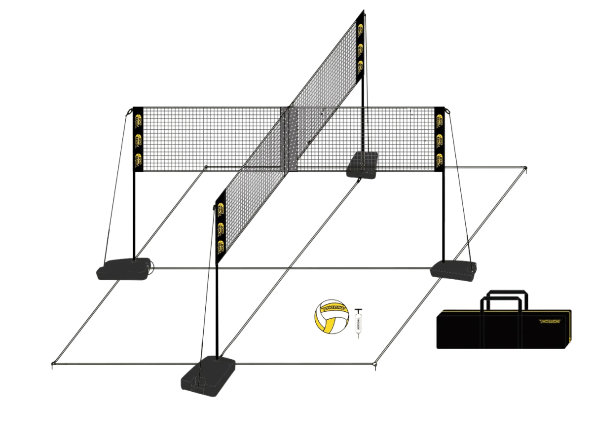 Kit for complete volleyball set with ball and carry bag