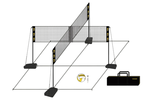 Kit for complete volleyball set with ball and carry bag